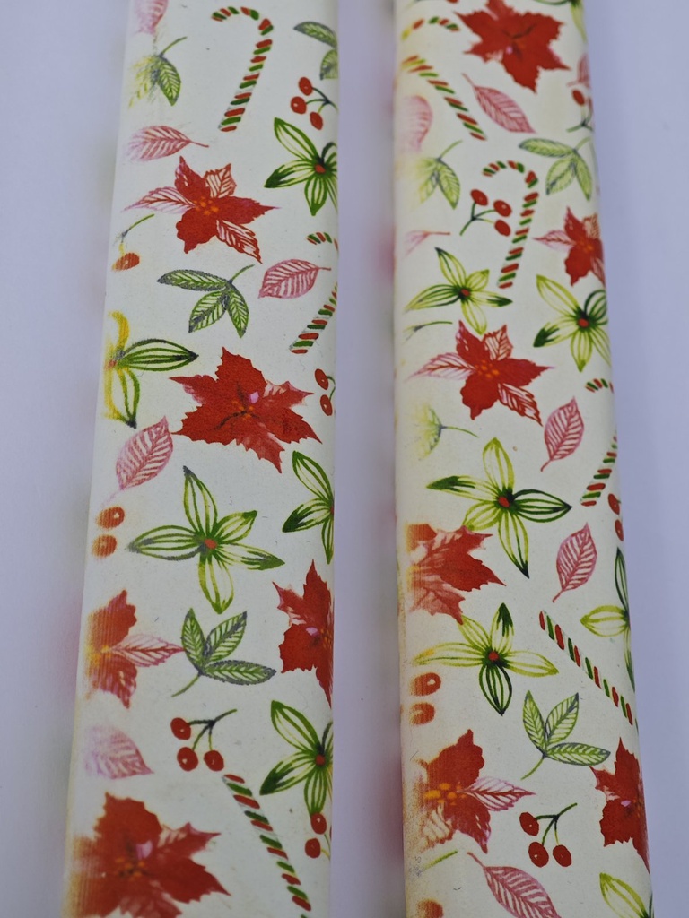 Set of  2 Taper Candles Christmas Poinsettias