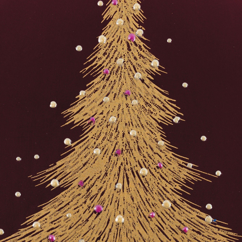 Gold Christmas Tree on Burgundy