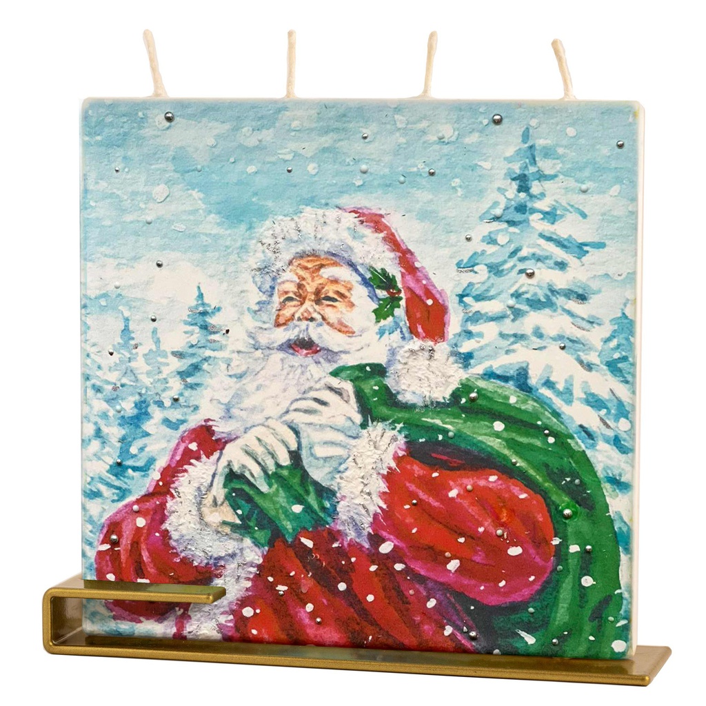 Square Snowy Santa with Present Sack