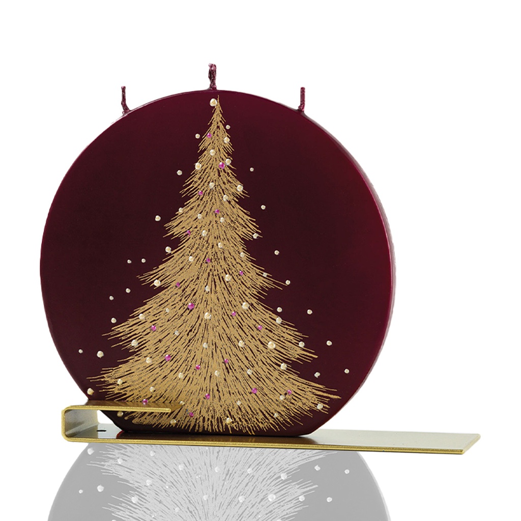Gold Christmas Tree on Burgundy