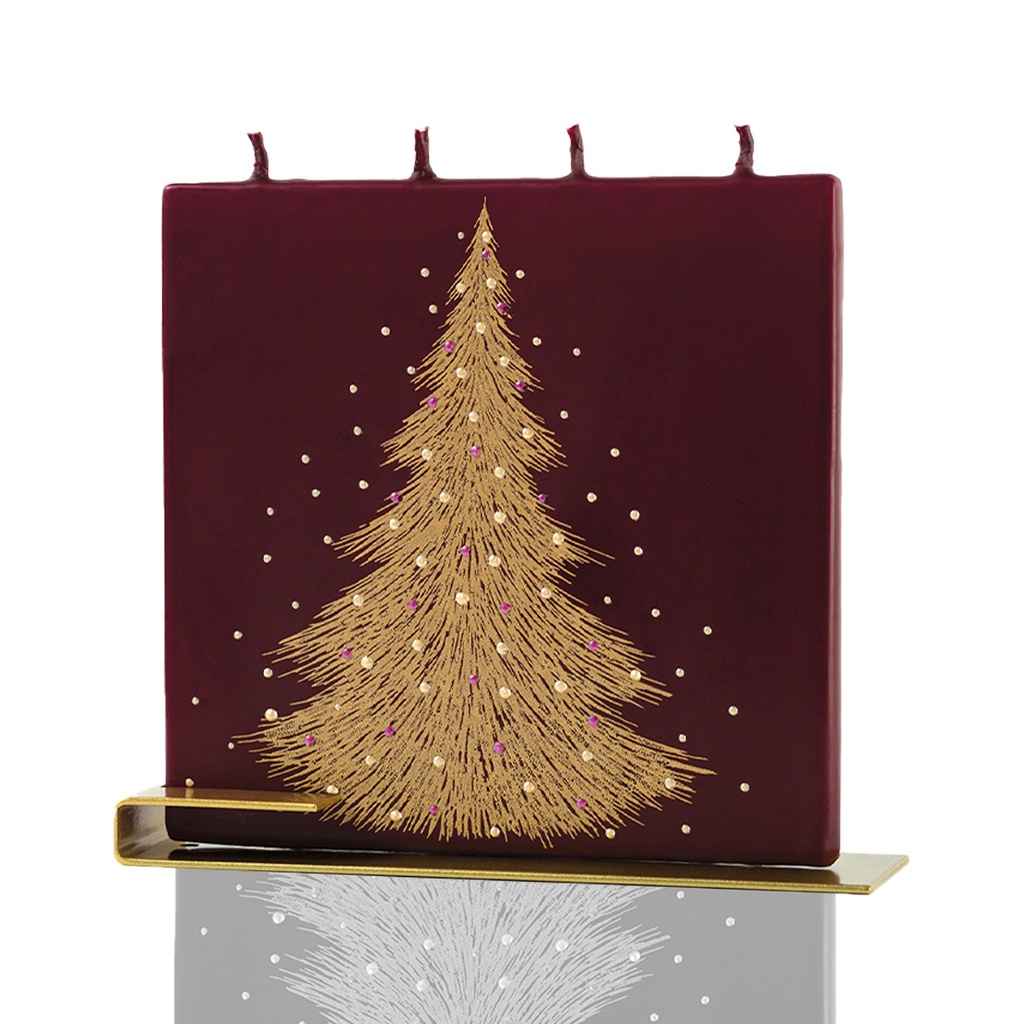 Gold Christmas Tree on Burgundy